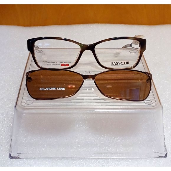 Kid's NWT EasyClip Polarized Rx’able Tortoise Brown & Teal Eyeglasses 52-14-135 - Picture 5 of 13